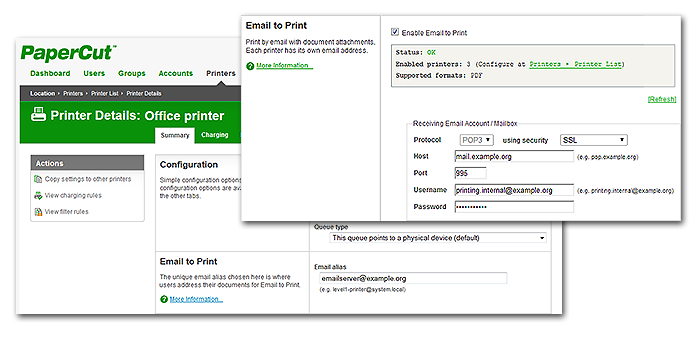 PaperCut's Email to Print - easy to integrate into your infrastructure