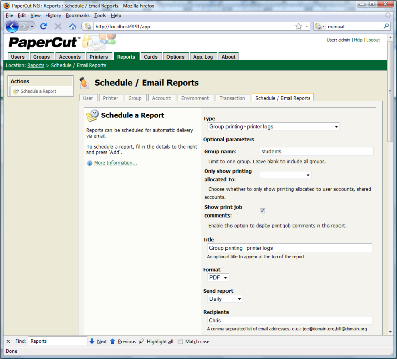 scheduled reports
