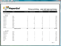 Report: Group Printing - User Job Type Summary
