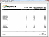 Report: Printer Usage - Paper Area Summary