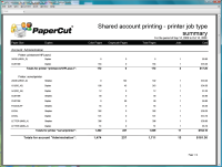 Report: Shared Account Printing - Printer Job Type Summary
