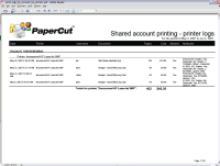 Report: Shared Account Printing - Printer Logs
