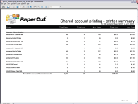 Report: Shared Account Printing - Printer Summary