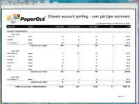 Report: Shared Account Printing - User Job Type Summary