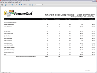 Report: Shared Account Printing - User Summary