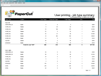 Report: User Printing - Job Type Summary
