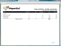 Report: User Printing - Printer Summary