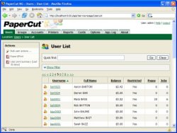 The PaperCut administration interface