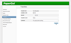 Transfers page - transfer balance to other users